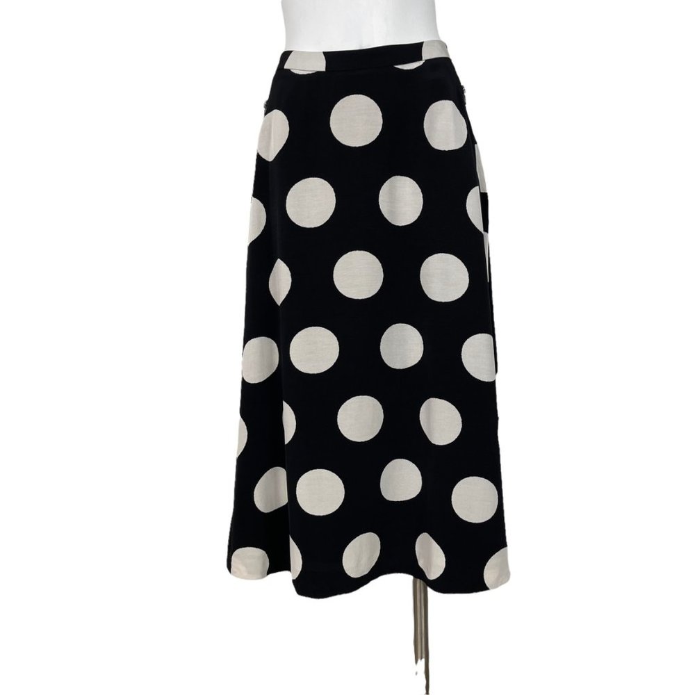 Anthropologie Black & White Polka Dot Midi Skirt - Picture 3 of 11